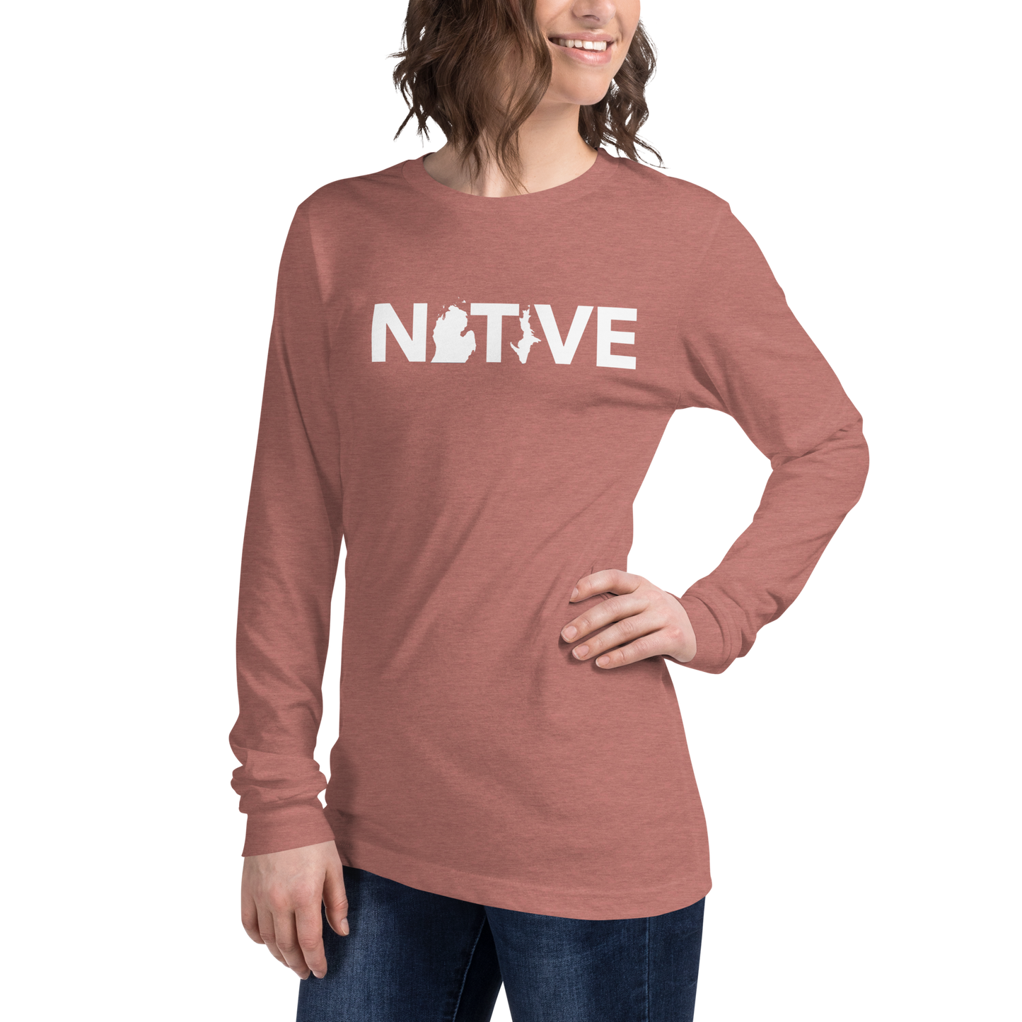 Michigan 'Native' T-Shirt (Geometric Sans Font) | Unisex Long Sleeve