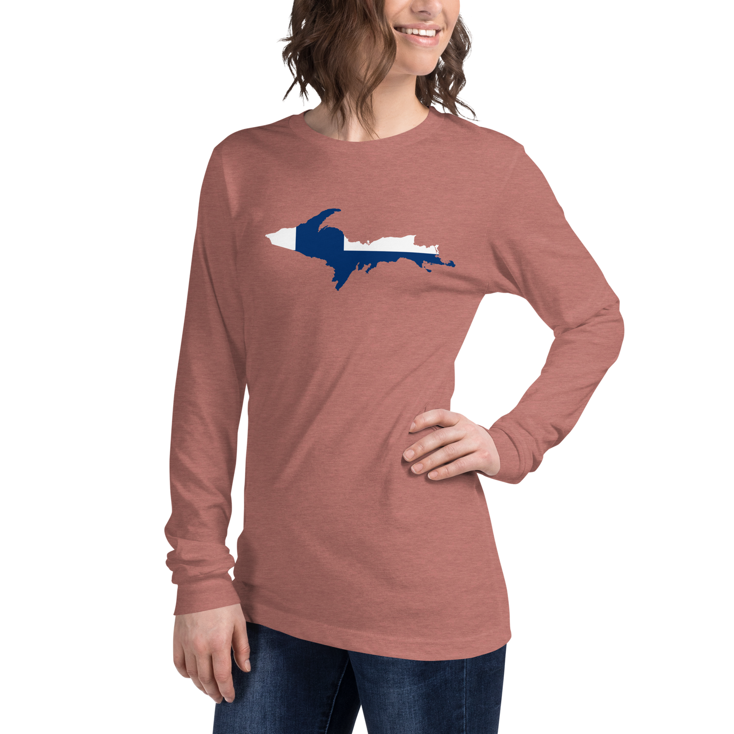 Michigan Upper Peninsula T-Shirt (w/ UP Finland Flag Outline) | Unisex Long Sleeve