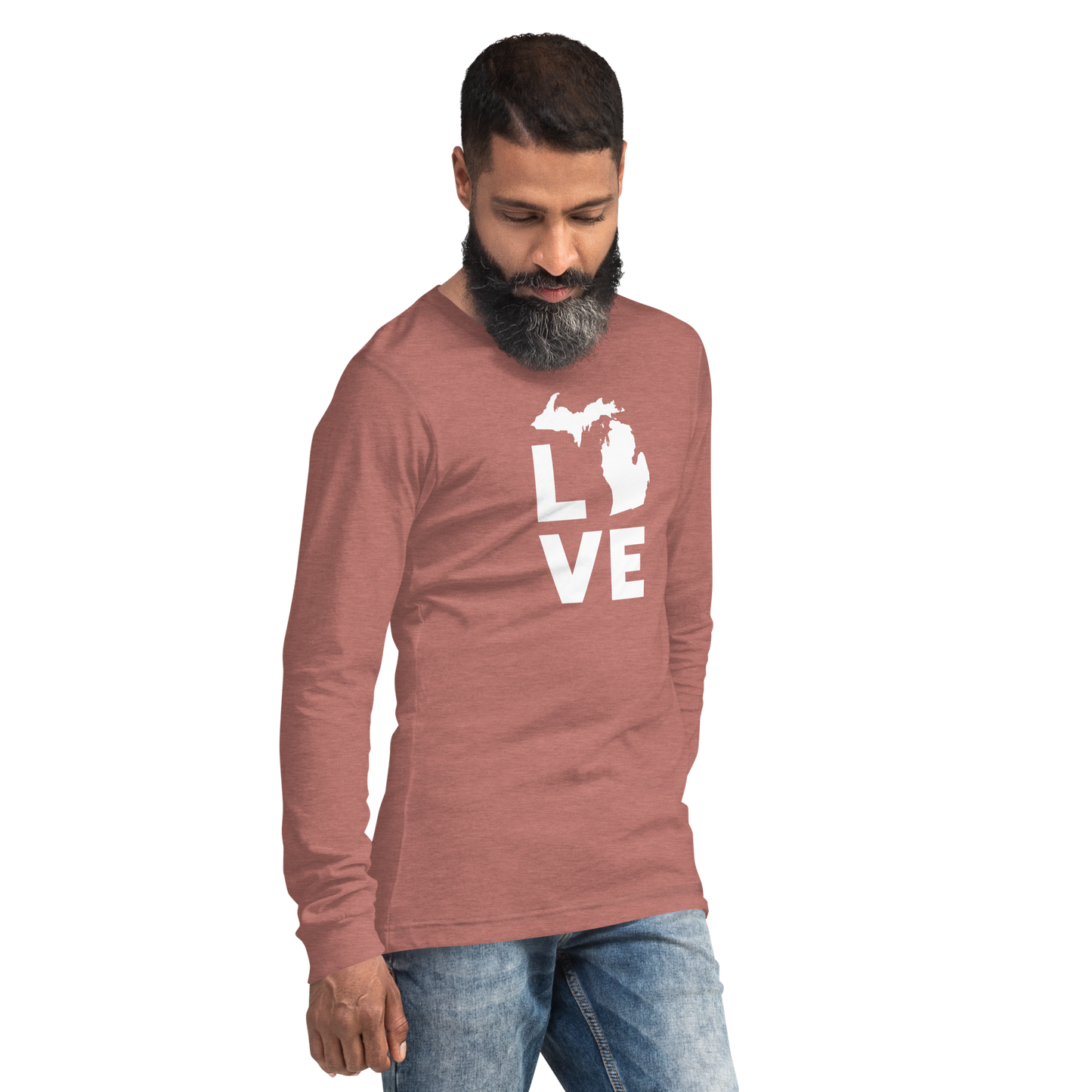 Michigan 'Love' T-Shirt (Geometric Sans Font) | Unisex Long Sleeve