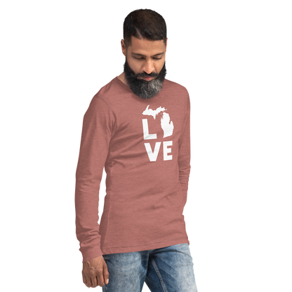 Michigan 'Love' T-Shirt (Geometric Sans Font) | Unisex Long Sleeve