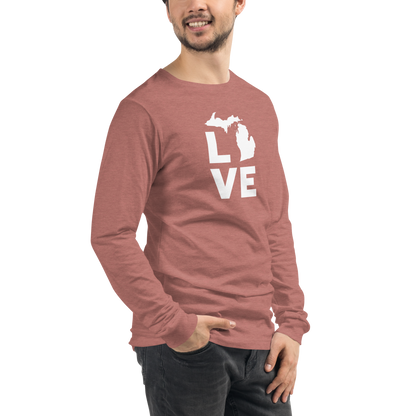 Michigan 'Love' T-Shirt (Geometric Sans Font) | Unisex Long Sleeve