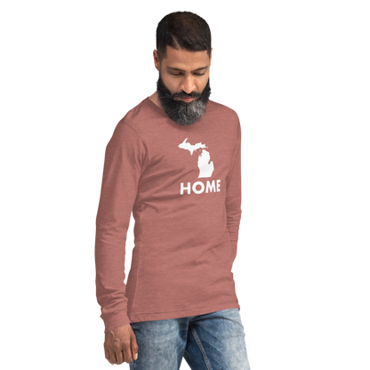 Michigan 'Home' T-Shirt (Geometric Sans Font) | Unisex Long Sleeve