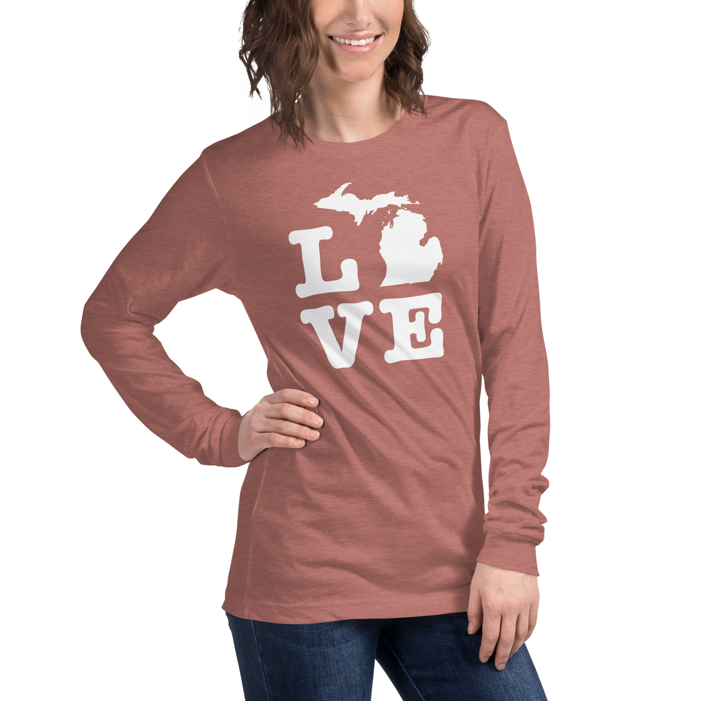 Michigan 'Love' T-Shirt (Typewriter Font) | Unisex Long Sleeve