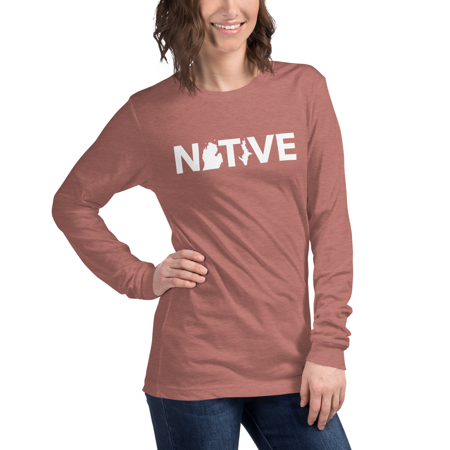 Michigan 'Native' T-Shirt (Geometric Sans Font) | Unisex Long Sleeve