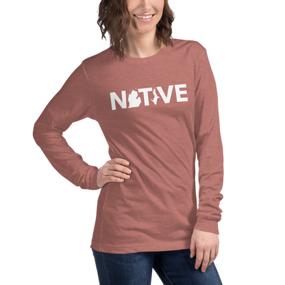 Michigan 'Native' T-Shirt (Geometric Sans Font) | Unisex Long Sleeve