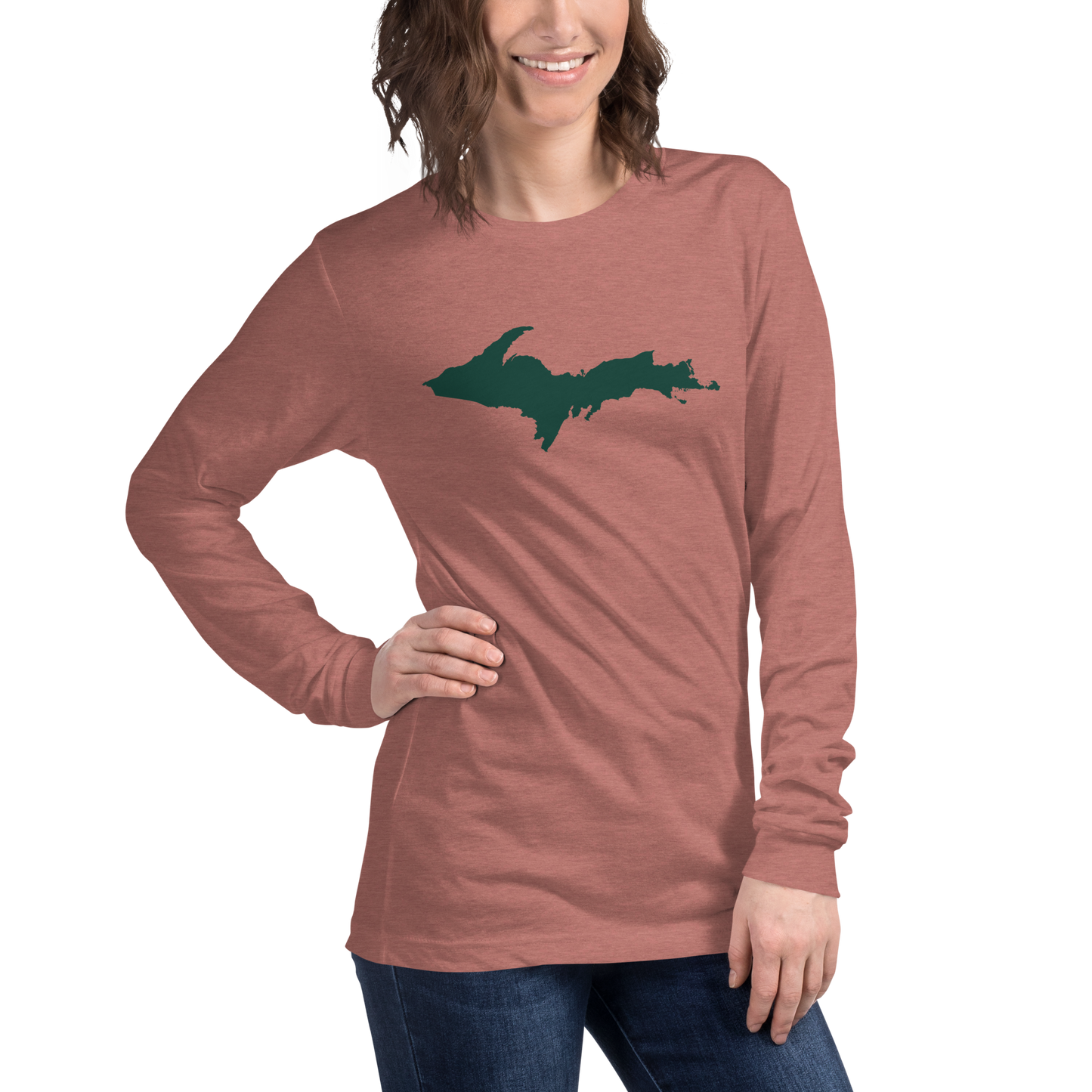 Michigan Upper Peninsula T-Shirt (w/ Green UP Outline) | Unisex Long Sleeve