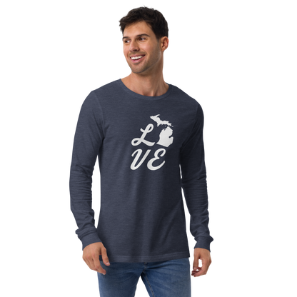 Michigan 'Love' T-Shirt (Retro Script Font) | Unisex Long Sleeve