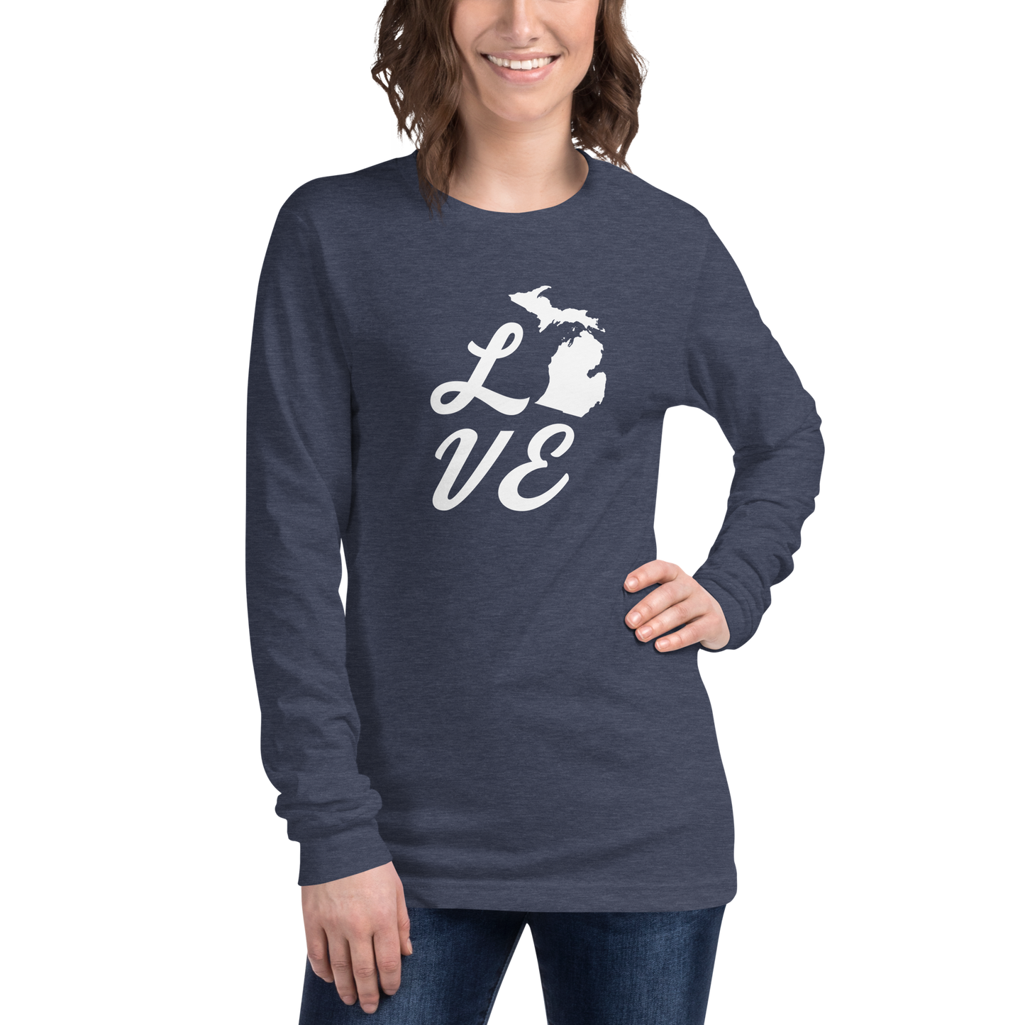 Michigan 'Love' T-Shirt (Retro Script Font) | Unisex Long Sleeve