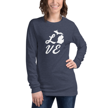 Michigan 'Love' T-Shirt (Retro Script Font) | Unisex Long Sleeve