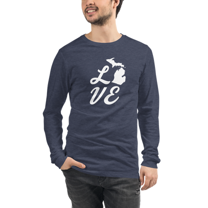 Michigan 'Love' T-Shirt (Retro Script Font) | Unisex Long Sleeve