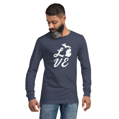 Michigan 'Love' T-Shirt (Retro Script Font) | Unisex Long Sleeve