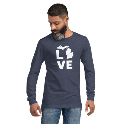 Michigan 'Love' T-Shirt (Geometric Sans Font) | Unisex Long Sleeve