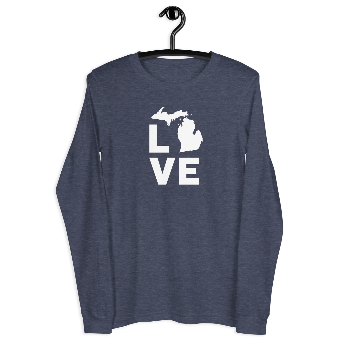 Michigan 'Love' T-Shirt (Geometric Sans Font) | Unisex Long Sleeve