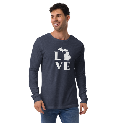 Michigan 'Love' T-Shirt (Roman Serif Font) | Unisex Long Sleeve