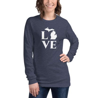 Michigan 'Love' T-Shirt (Roman Serif Font) | Unisex Long Sleeve