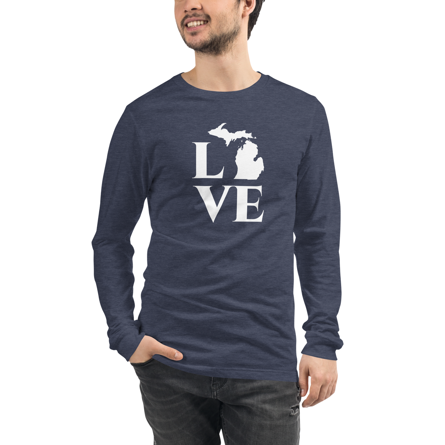 Michigan 'Love' T-Shirt (Roman Serif Font) | Unisex Long Sleeve