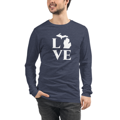 Michigan 'Love' T-Shirt (Roman Serif Font) | Unisex Long Sleeve