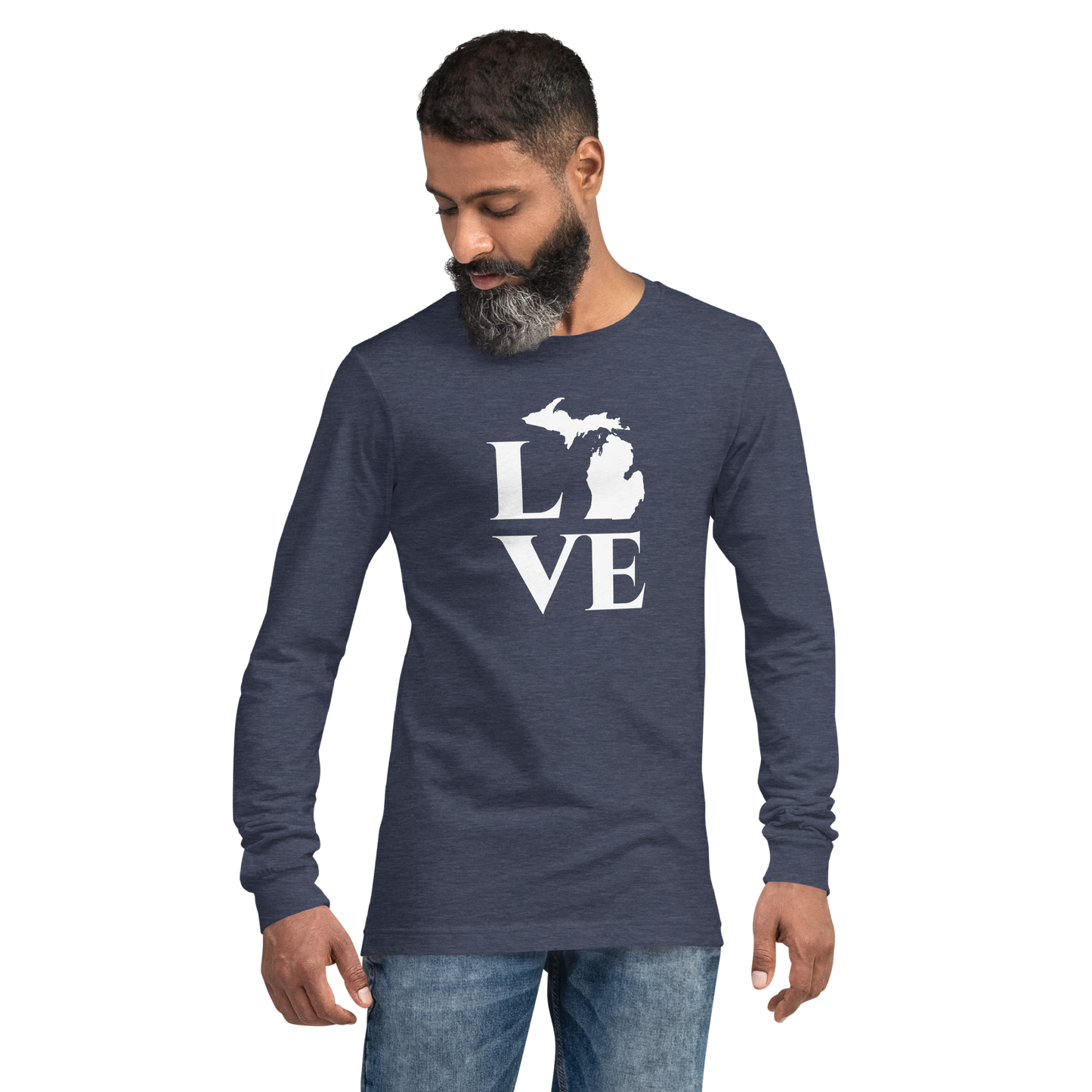 Michigan 'Love' T-Shirt (Roman Serif Font) | Unisex Long Sleeve