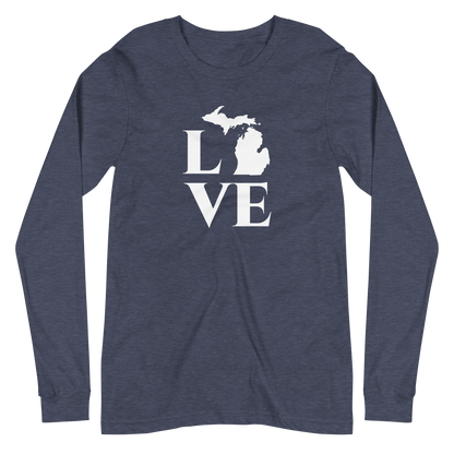 Michigan 'Love' T-Shirt (Roman Serif Font) | Unisex Long Sleeve