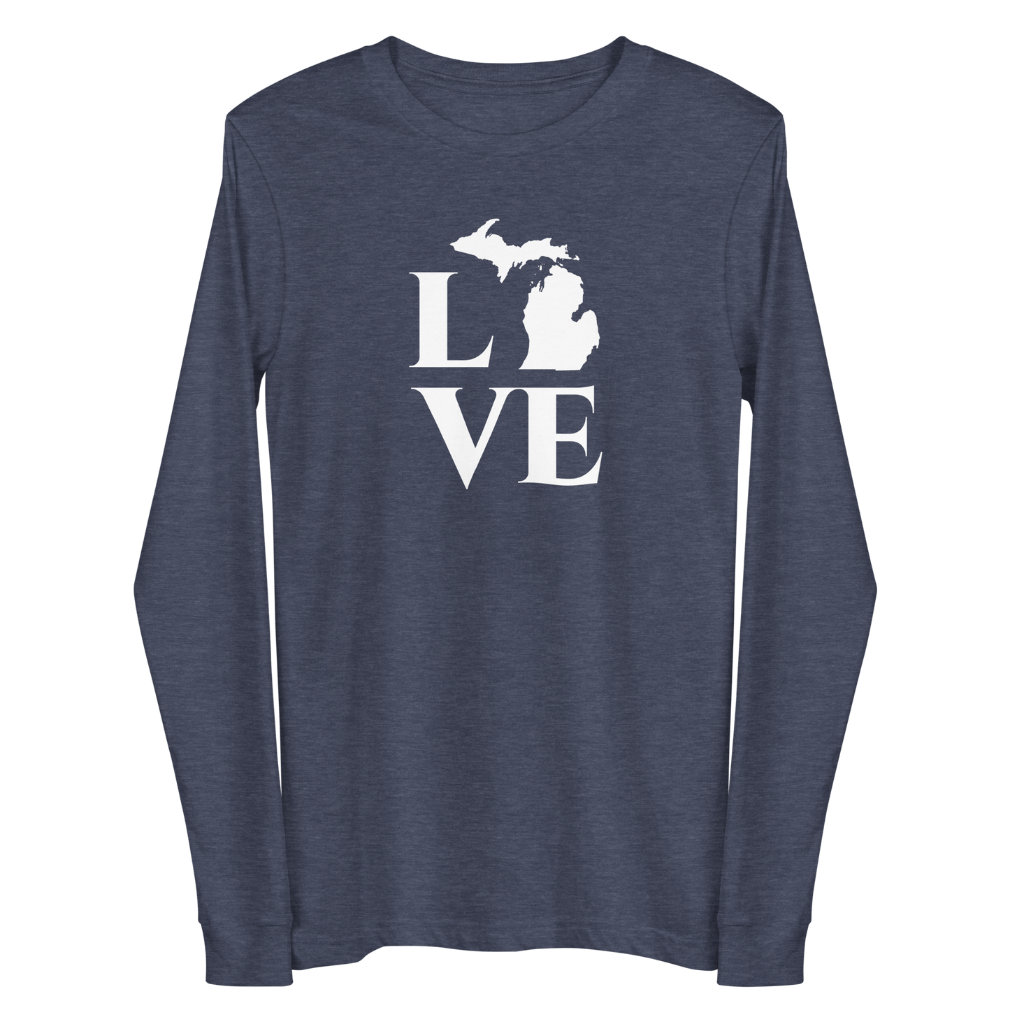 Michigan 'Love' T-Shirt (Roman Serif Font) | Unisex Long Sleeve