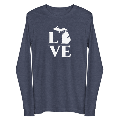 Michigan 'Love' T-Shirt (Roman Serif Font) | Unisex Long Sleeve