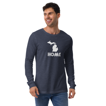 Michigan 'Home' T-Shirt (1970s Audiophile Font) | Unisex Long Sleeve