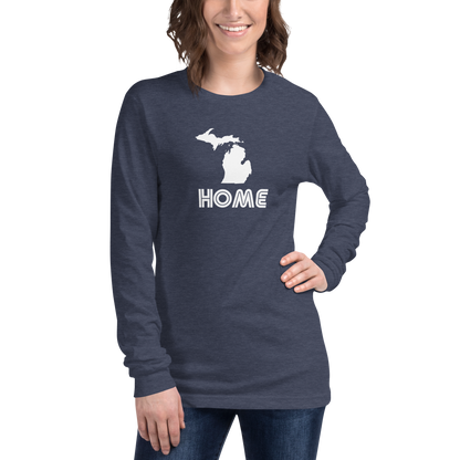 Michigan 'Home' T-Shirt (1970s Audiophile Font) | Unisex Long Sleeve