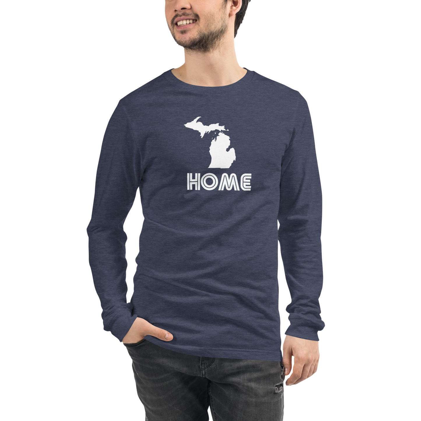 Michigan 'Home' T-Shirt (1970s Audiophile Font) | Unisex Long Sleeve