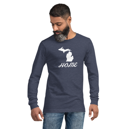 Michigan 'Home' T-Shirt (Retro Script Font) | Unisex Long Sleeve