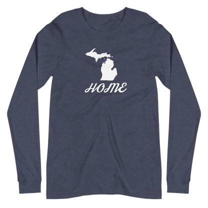 Michigan 'Home' T-Shirt (Retro Script Font) | Unisex Long Sleeve