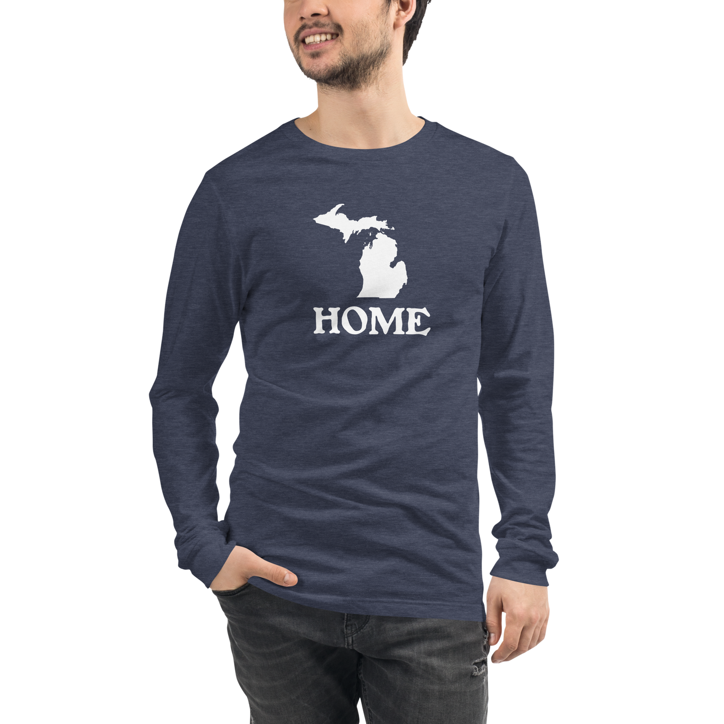 Michigan 'Home' T-Shirt (Woodcut Font) | Unisex Long Sleeve