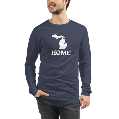 Michigan 'Home' T-Shirt (Woodcut Font) | Unisex Long Sleeve