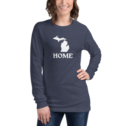 Michigan 'Home' T-Shirt (Woodcut Font) | Unisex Long Sleeve