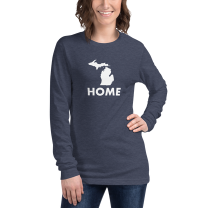 Michigan 'Home' T-Shirt (Geometric Sans Font) | Unisex Long Sleeve