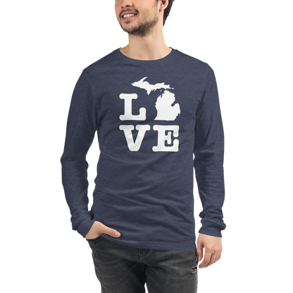 Michigan 'Love' T-Shirt (Typewriter Font) | Unisex Long Sleeve