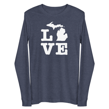 Michigan 'Love' T-Shirt (Typewriter Font) | Unisex Long Sleeve