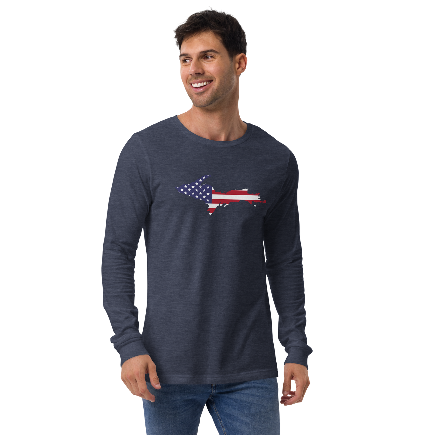 Michigan Upper Peninsula T-Shirt (w/ UP USA Flag Outline) | Unisex Long Sleeve