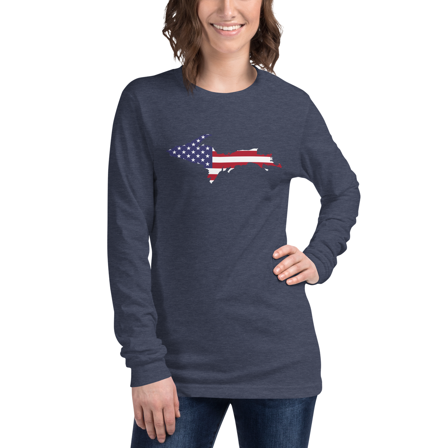 Michigan Upper Peninsula T-Shirt (w/ UP USA Flag Outline) | Unisex Long Sleeve