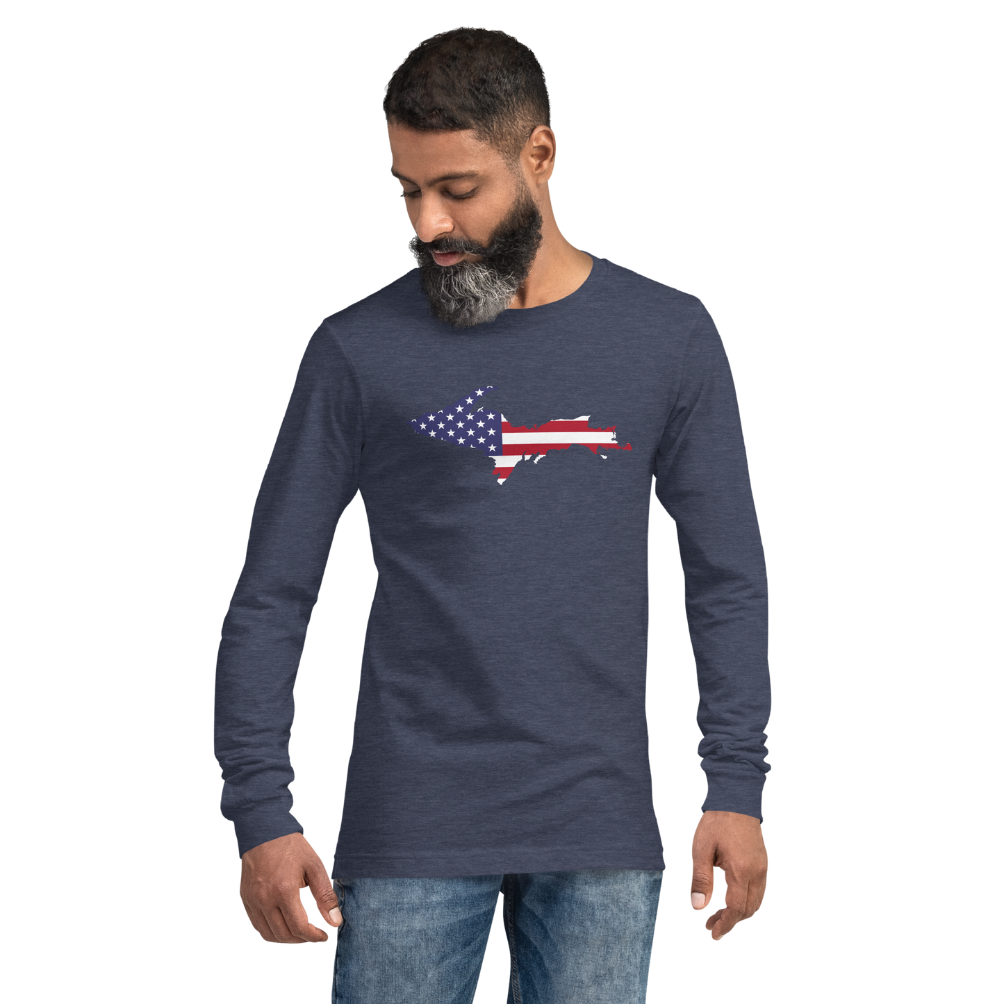 Michigan Upper Peninsula T-Shirt (w/ UP USA Flag Outline) | Unisex Long Sleeve