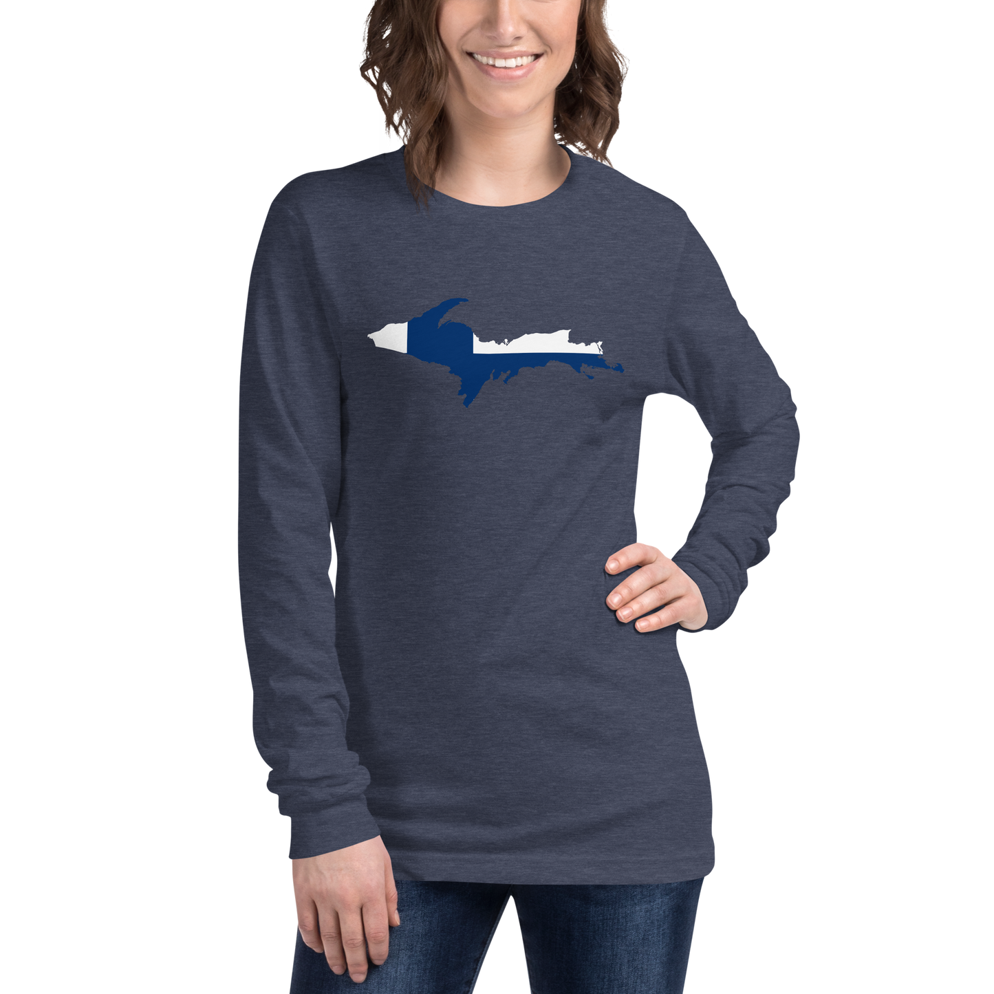 Michigan Upper Peninsula T-Shirt (w/ UP Finland Flag Outline) | Unisex Long Sleeve