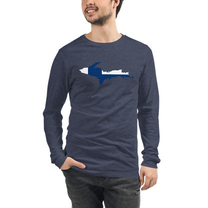 Michigan Upper Peninsula T-Shirt (w/ UP Finland Flag Outline) | Unisex Long Sleeve