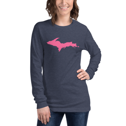 Michigan Upper Peninsula T-Shirt (w/ Pink UP Outline) | Unisex Long Sleeve