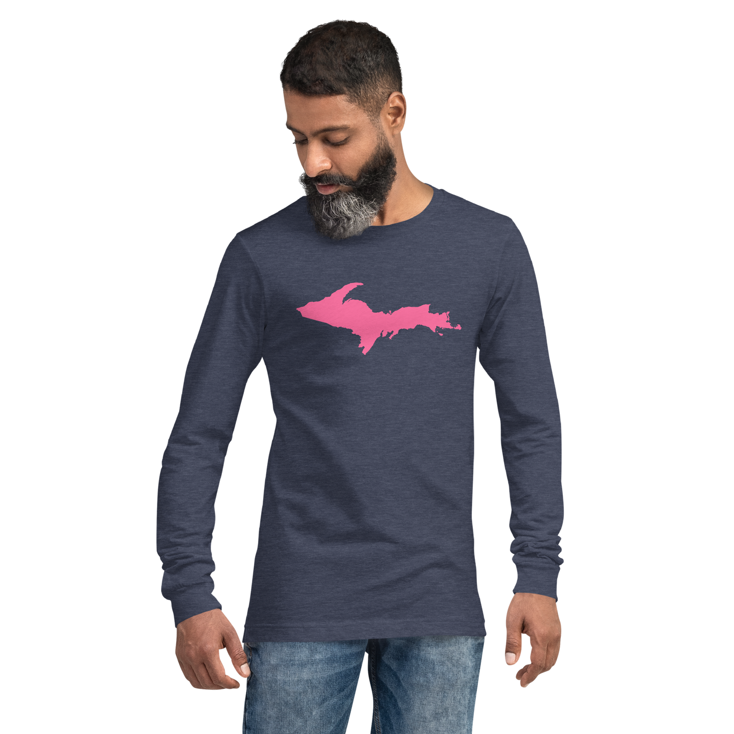 Michigan Upper Peninsula T-Shirt (w/ Pink UP Outline) | Unisex Long Sleeve