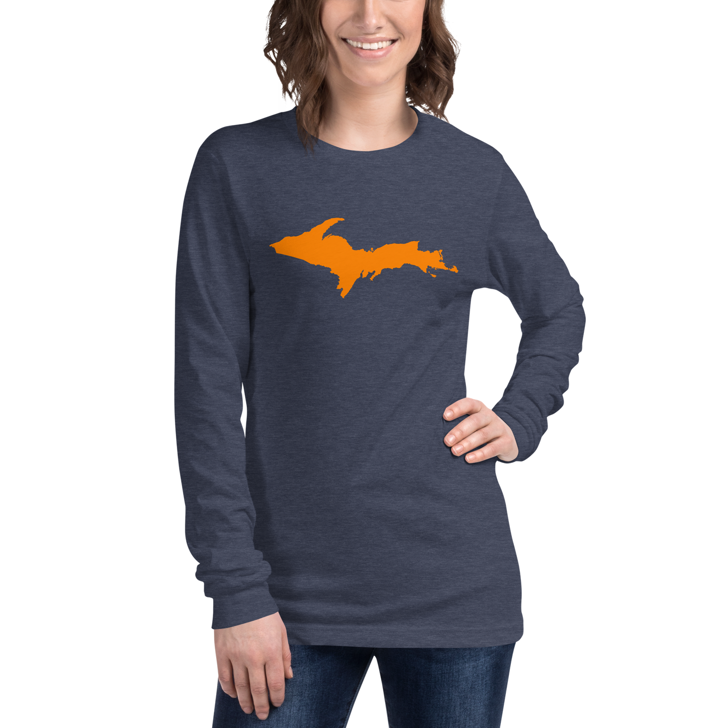 Michigan Upper Peninsula T-Shirt (w/ Orange UP Outline) | Unisex Long Sleeve