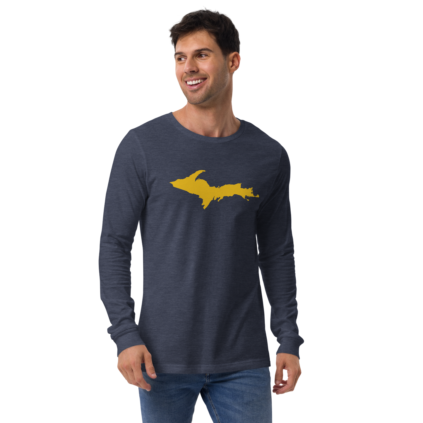 Michigan Upper Peninsula T-Shirt (w/ Gold UP Outline) | Unisex Long Sleeve