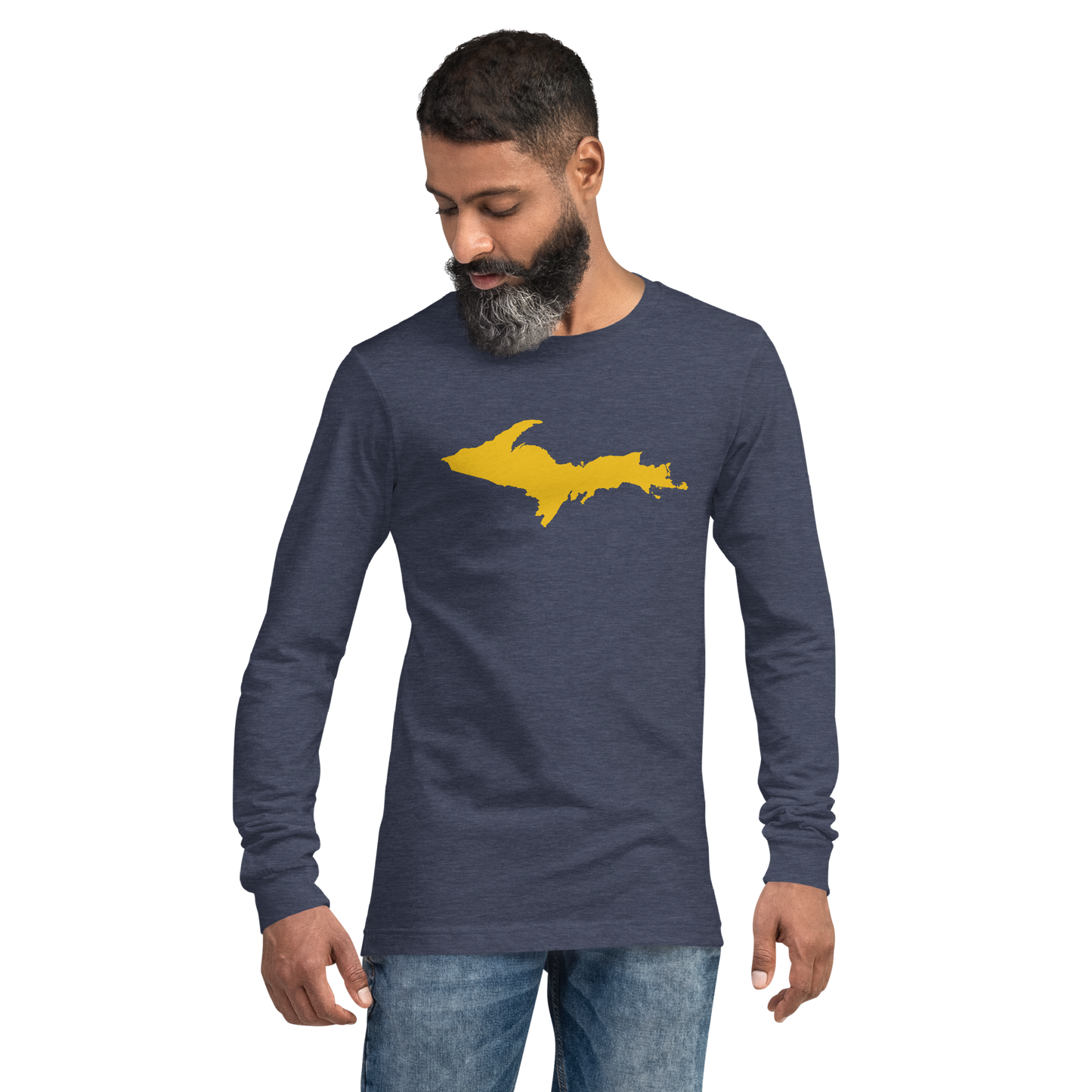 Michigan Upper Peninsula T-Shirt (w/ Gold UP Outline) | Unisex Long Sleeve