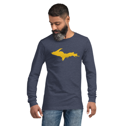 Michigan Upper Peninsula T-Shirt (w/ Gold UP Outline) | Unisex Long Sleeve