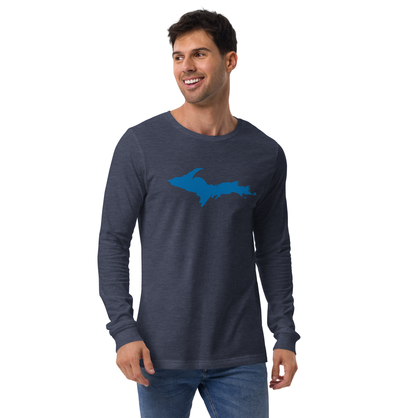 Michigan Upper Peninsula T-Shirt (w/ Azure UP Outline) | Unisex Long Sleeve