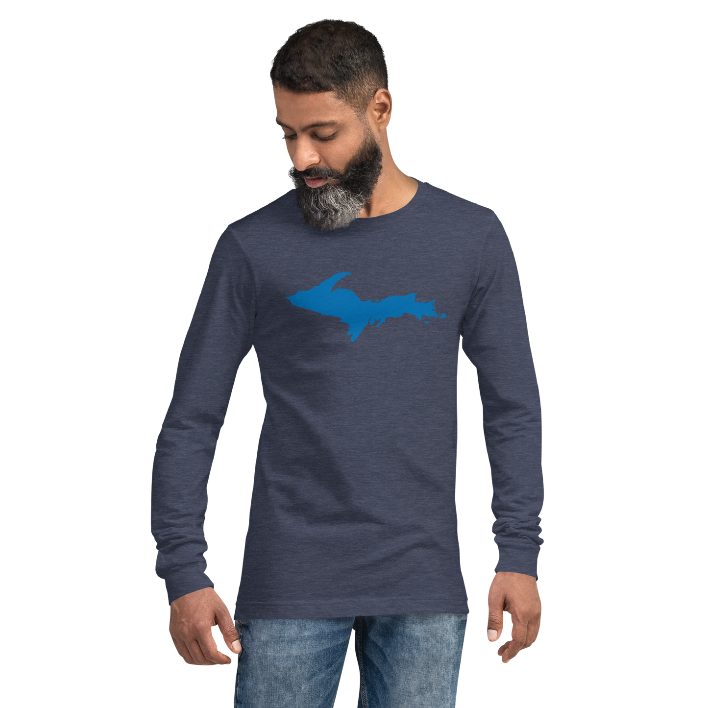 Michigan Upper Peninsula T-Shirt (w/ Azure UP Outline) | Unisex Long Sleeve