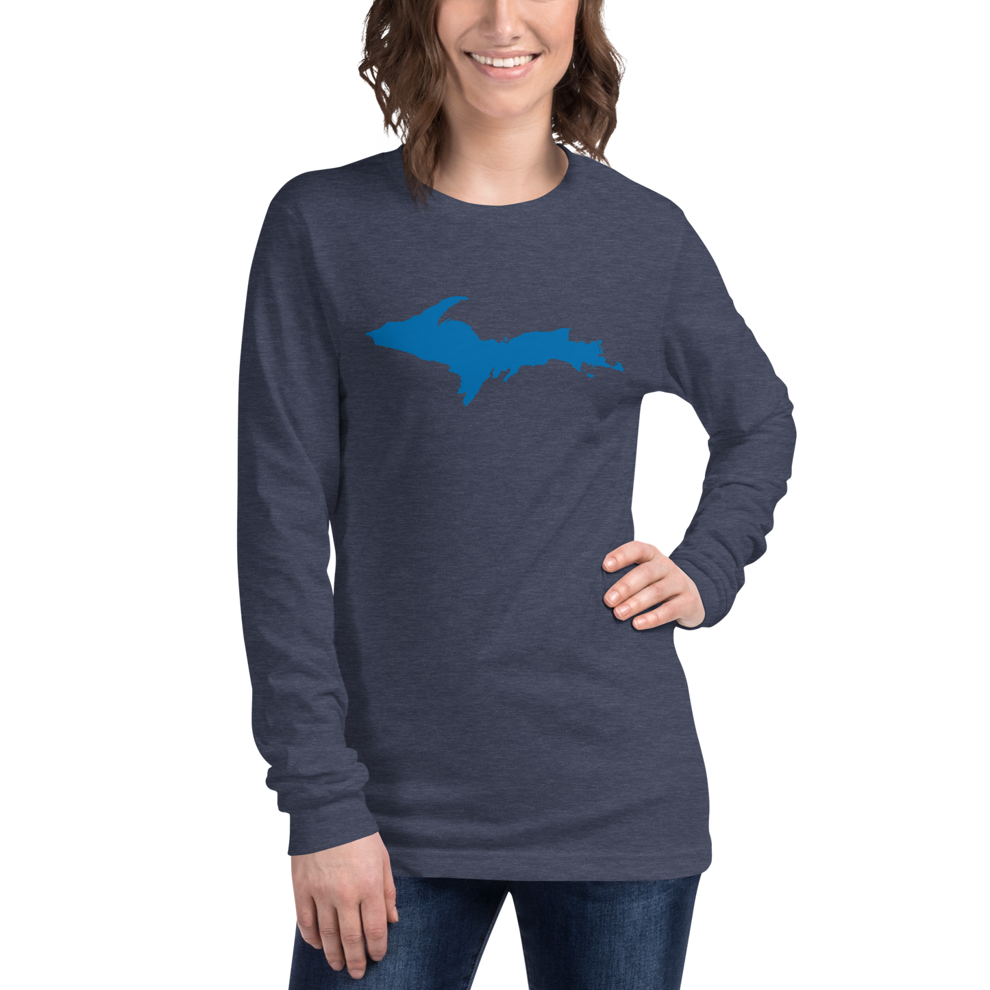 Michigan Upper Peninsula T-Shirt (w/ Azure UP Outline) | Unisex Long Sleeve